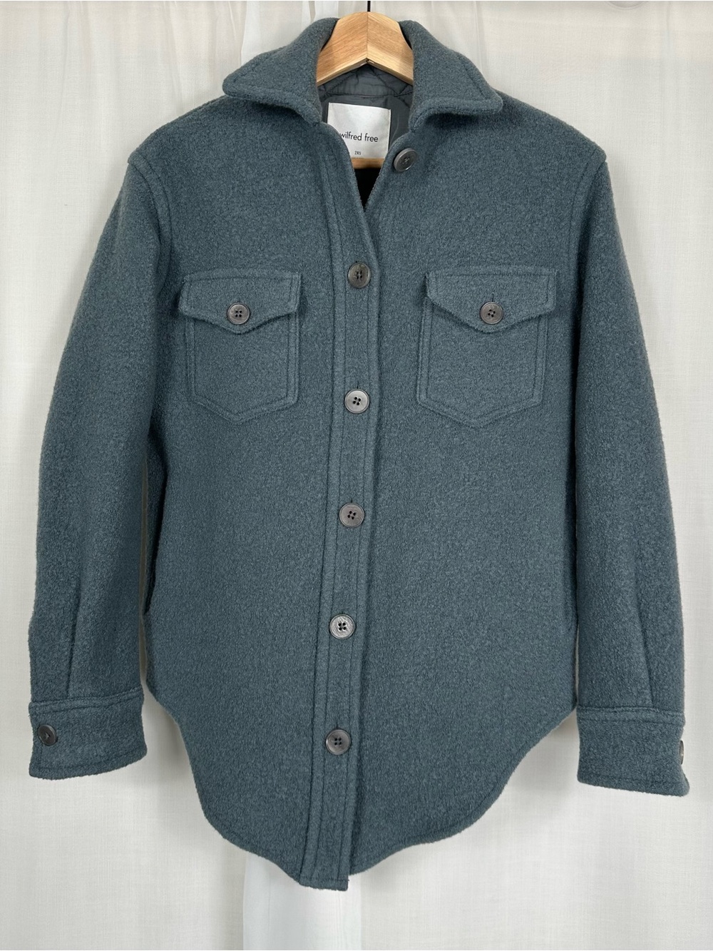 Aritzia Wilfred Free Ganna Jacket 2XS XXS Wool Shacket Chasm Gray-Blue